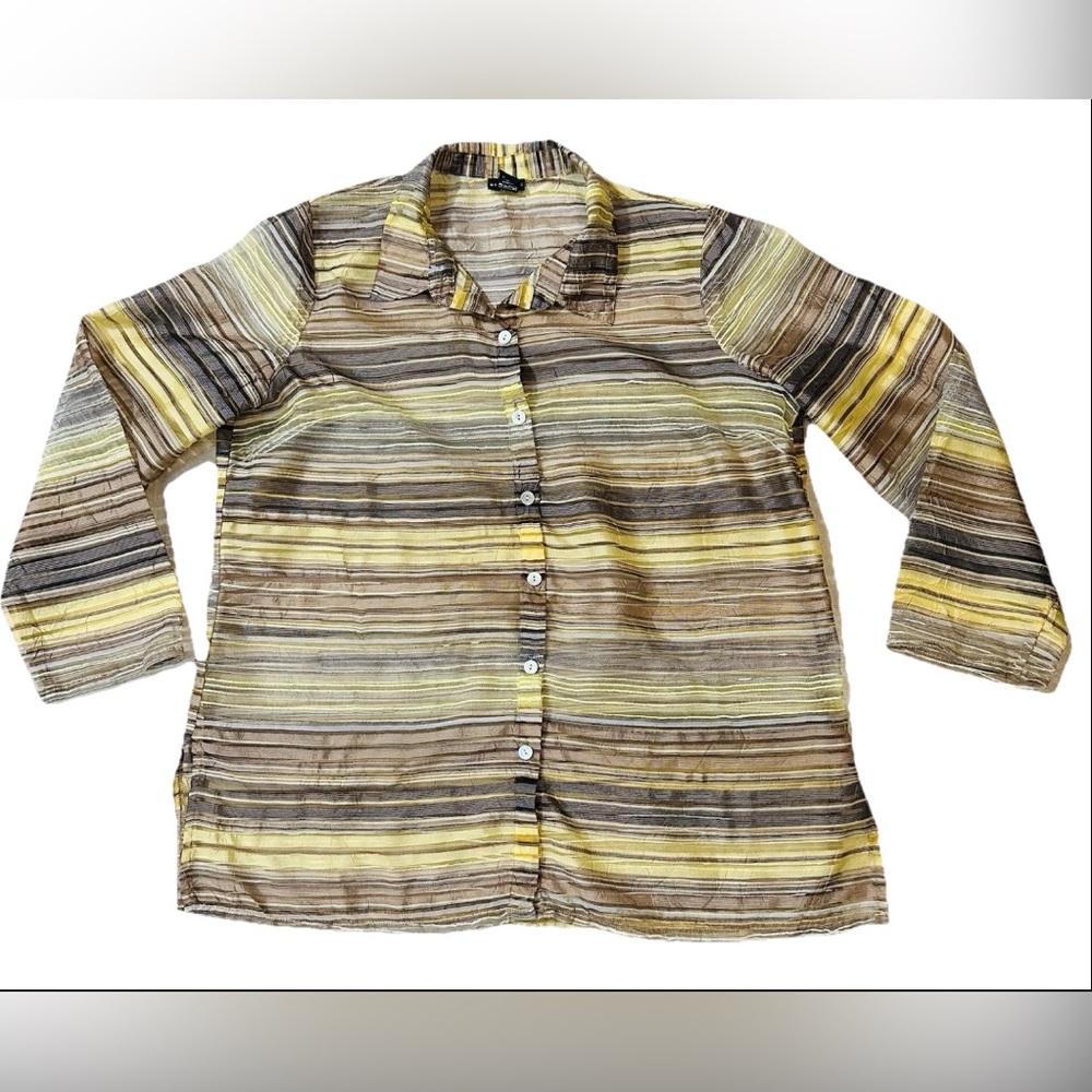 Citiknits Gauzy Tunic Blouse/Top XL Button Up Lightweight Travel Business Casual - Picture 6 of 12